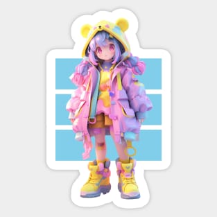 AKBLM - KAWAII かわいい DECORA KUMIKO CHAN | MEGA CUTE 3D PASTEL ANIME GIRL Sticker